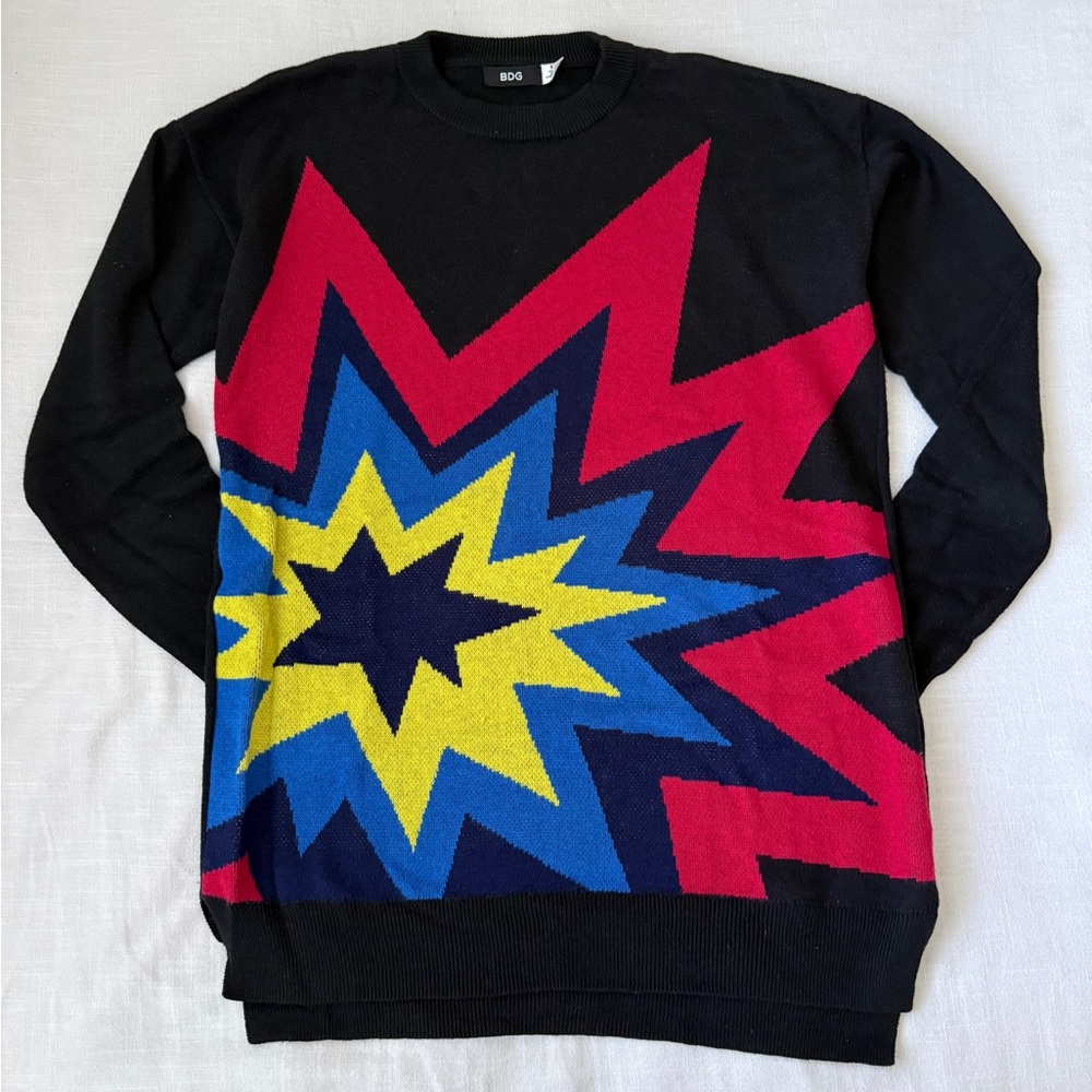 BDG Starburst Pattern Sweater in Black Multi